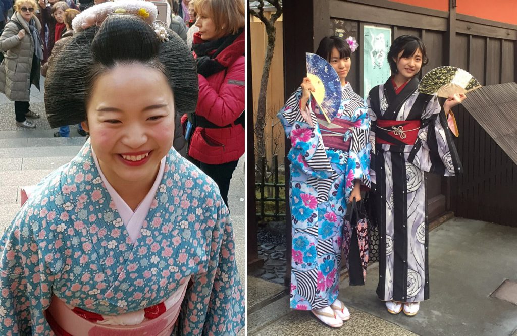 Geiko i noies amb kimono